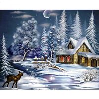 Kit pictura pe numere cu peisaje de iarna, 40x50 cm, PPT829