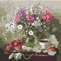 Kit pictura pe numere cu flori, 40x50 cm, PPT312