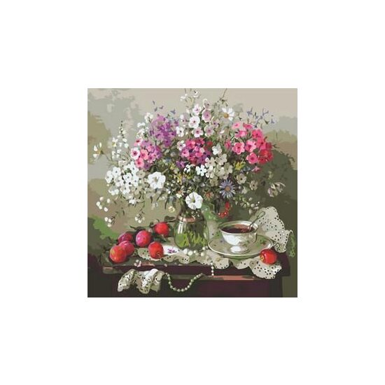 Kit pictura pe numere cu flori, 40x50 cm, PPT312