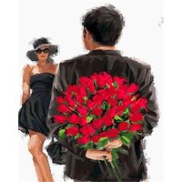 Kit pictura pe numere cu flori, 40x50cm, PPT3157