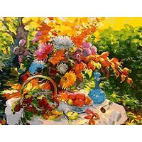 Kit pictura pe numere cu flori, 40x50cm, PPT3191
