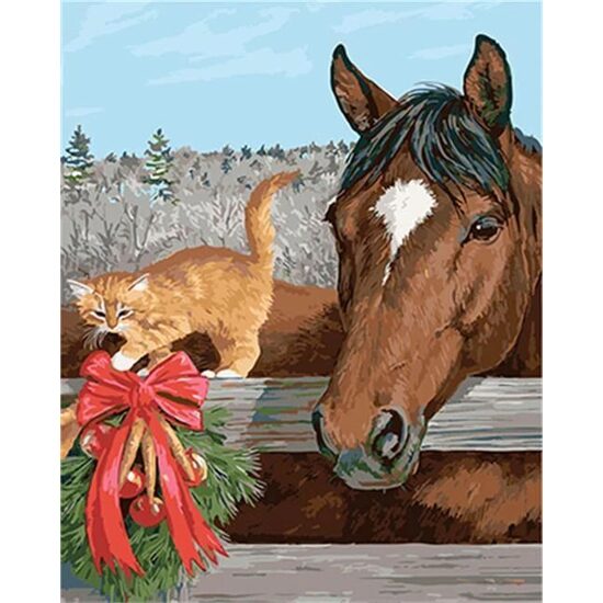 Kit pictura pe numere cu animale, 40x50cm, PPT3194