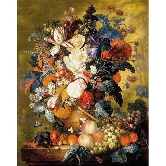 Kit pictura pe numere cu flori, 40x50cm, PPT3205