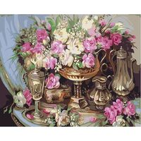 Kit pictura pe numere cu flori, 40x50cm, PPT3221