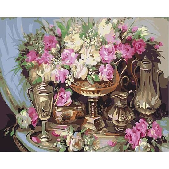 Kit pictura pe numere cu flori, 40x50cm, PPT3221