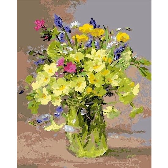 Kit pictura pe numere cu flori, 40x50cm, PPT3293