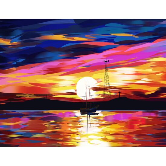 Kit pictura pe numere cu peisaj, 40x50cm, PPT3734