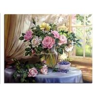 Kit pictura pe numere cu flori, 40x50cm, PPT3431