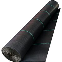 Folie pentru stabilizare alei, anti-buruieni, Vevor, polipropilena, tesuta, neagra, 1.5 x 76.2 m, Rezistenta tractiune 950 N 