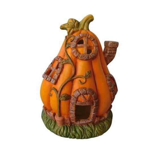 Decoratiune Halloween, Strend Pro Hobbit, casuta dovleac, ceramica, 34 cm