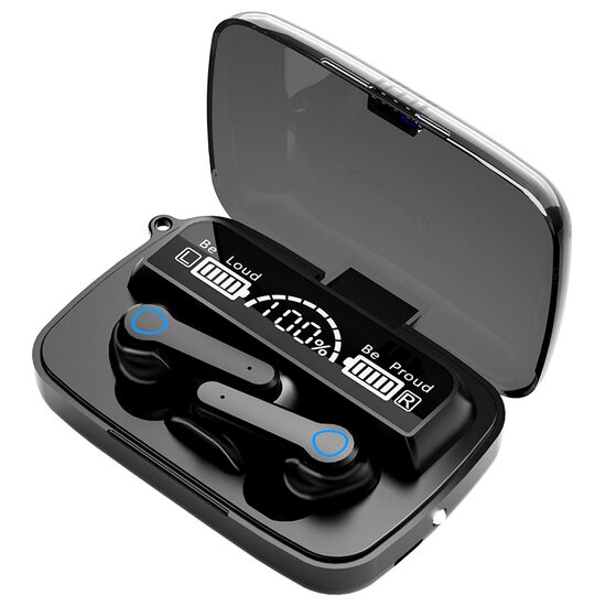 Casti On the ear, Bluetooth, Wireless, diametru difuzor 8 mm, functie Powerbank, Etui incarcare, Negru