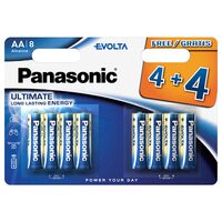 Set 8 baterii alcaline Panasonic Evolta, AA, marime LR06, 1.5 V