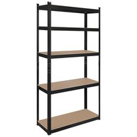 Raft metalic galvanizat, Modular, 5 polite MDF, 150 kg/polita, 180 x 90 x 40 cm, Negru