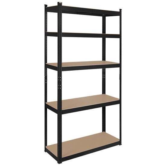 Raft metalic galvanizat, Modular, 5 polite MDF, 150 kg/polita, 180 x 90 x 40 cm, Negru
