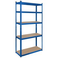 Raft metalic galvanizat, Modular, 5 polite MDF, 150 kg/polita, 180 x 90 x 40 cm, Albastru