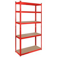 Raft metalic galvanizat, Modular, 5 polite MDF, 150 kg/polita, 180 x 90 x 40 cm, Rosu
