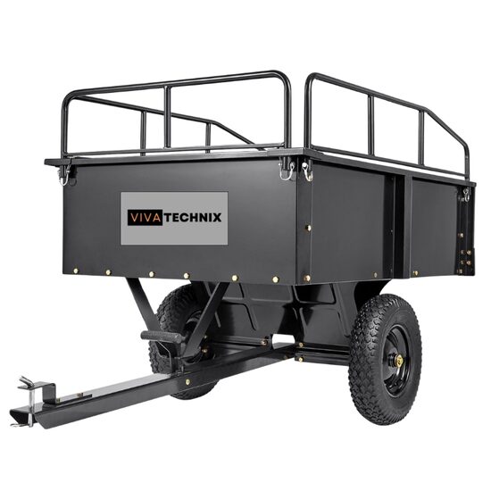 Remorca basculabila Vivatechnix, Capacitate 340 Kg, dimensiune 200 x 66 x 76 cm, Otel, compatibila cu tractorase de gazon, ATV-uri