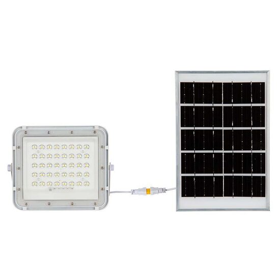 Proiector led cu incarcare solara 10 W, 800 lm, 6400K, IP65, Aluminiu, Alb
