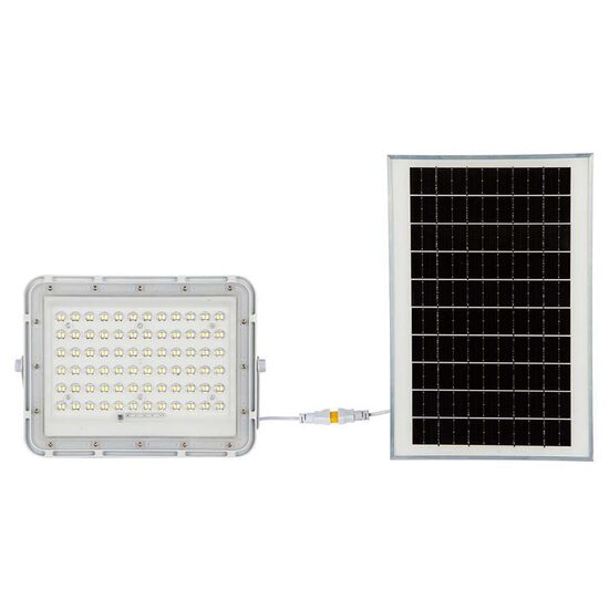 Proiector led cu incarcare solara 15 W, 1200 lm, 6400K, IP65, Aluminiu, Alb