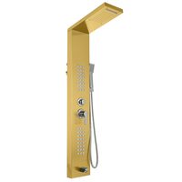 Panou dus hidromasaj, Vevor Inox Auriu, 5 functii, Led, 122x6.6x20cm