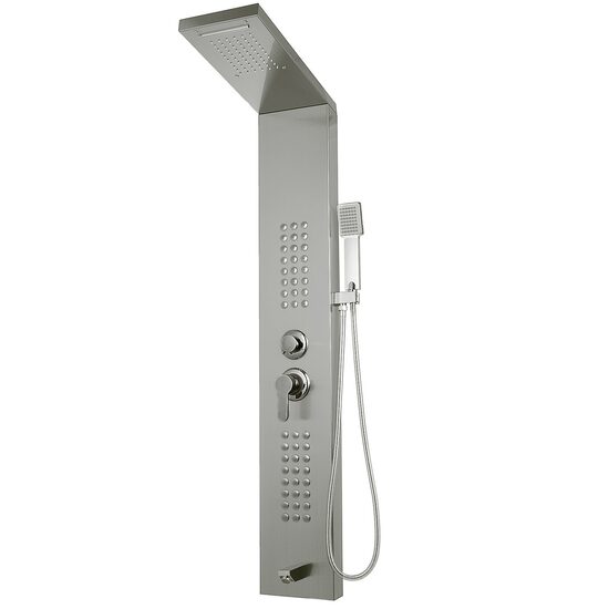 Panou dus hidromasaj, Vevor Inox Argintiu Mat, 5 functii, Led, 122x6.6x20cm