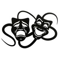 Decoratiune perete Krodesign Theater Mask, diametru 50x34 cm, negru