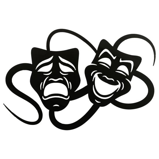 Decoratiune perete Krodesign Theater Mask, diametru 50x34 cm, negru