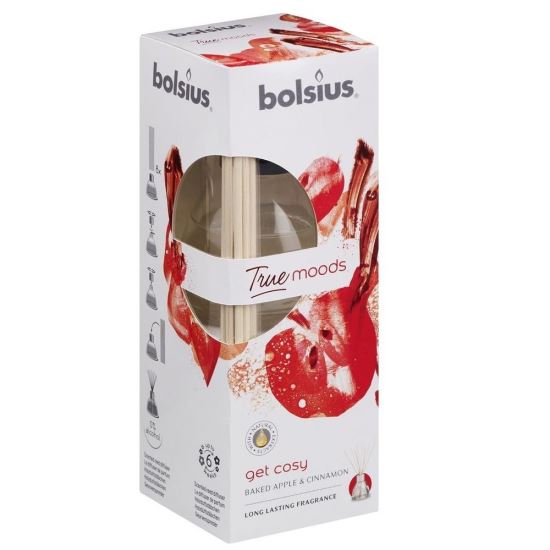 Odorizant cu betisoare Bolsius True Moods, mar copt si scortisoara, 45ml 