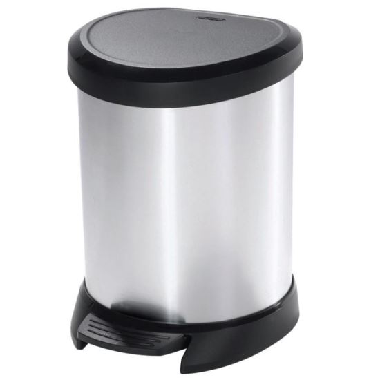Cos de gunoi cu aspect inox Curver Deco 20L, plastic, cu pedala