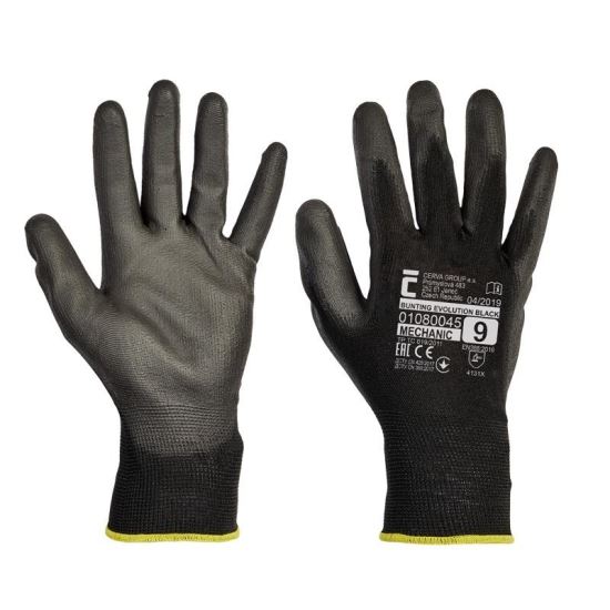 Manusi de lucru Cerva Bunting Evolution Black, nylon cu protectie nitril, marimea M