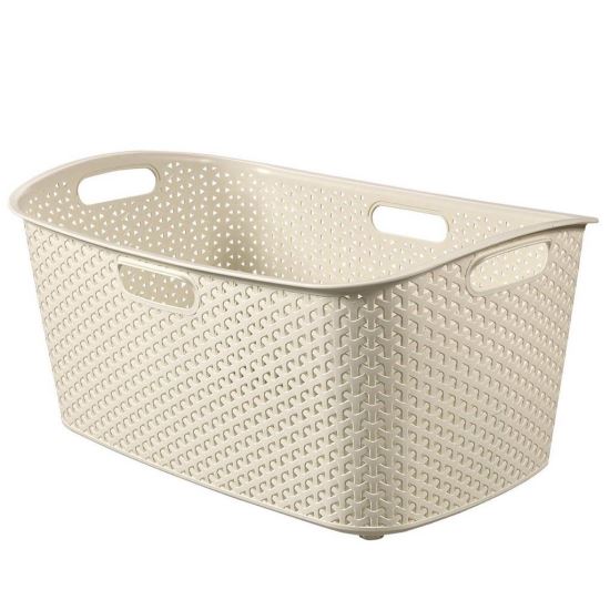 Coș rufe, impletit, Curver Style 47L, bej, 60x39x28 cm