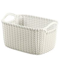 Coș rufe, impletit, Curver Knit 8L, Alb, 30x22x17 cm