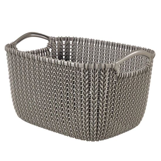 Coș rufe, impletit, Curver Knit 8L, Maro, 30x22x17 cm