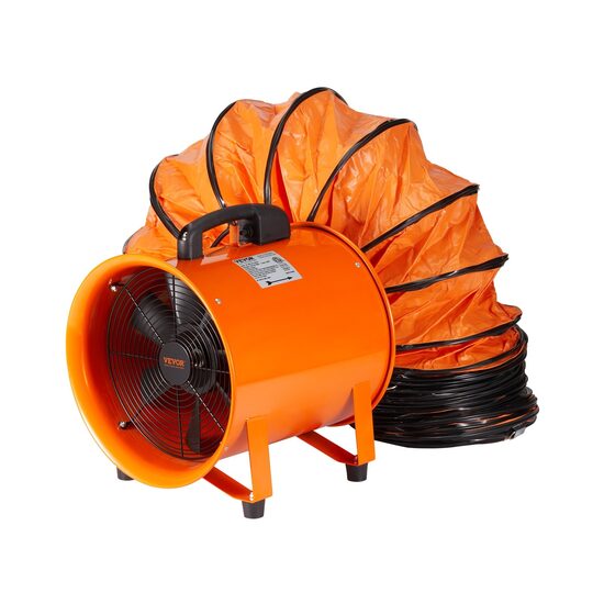 Ventilator portabil cu tubulatura pentru extragere fum, aer fierbinte Vevor 145 W, lungime tub 5 m, 1817 m3/h