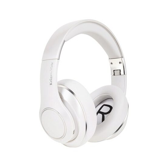 Casti Over the Ear pliabile, K&M, Wireless, Bluetooth 5.0, Autonomie baterie 180 ore, Alb, Microfon, diametru difuzor 40mm