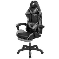 Scaun gaming, Negru/Gri, max 150 kg, 2 x perne, 5 roti, Spatar reglabil 145°, Inaltime reglabila sezut 42-52 cm