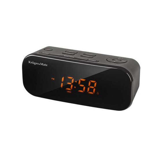 Radio FM, Afișaj LCD, ceas cu alarma dubla, sleep timer, amanare alarma, 20 posturi memorate