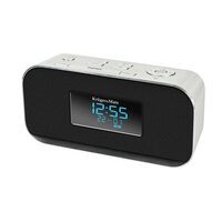 Radio FM cu ceas desteptator, LCD, 2x3 W, 20 posturi memorate, Aluminiu