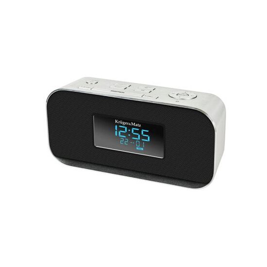 Radio FM cu ceas desteptator, LCD, 2x3 W, 20 posturi memorate, Aluminiu