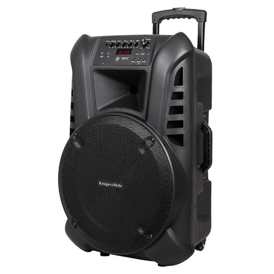 Boxa activa portabila, 60 W, 2 x Microfoane, Telecomanda, Troller, card SD, USB, Intrare pentru chitară