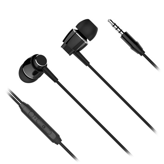 Casti cu fir In-Ear, Microfon, Jack, Dimensiune difuzor 10 mm, Negru