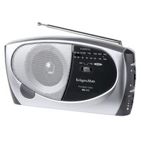 Aparat radio portabil AM/FM, antena telescopica, Maner pliabil, Gri