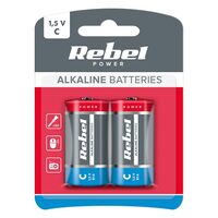 Set 2 baterii alcaline, in blister, R14, 1.5 V