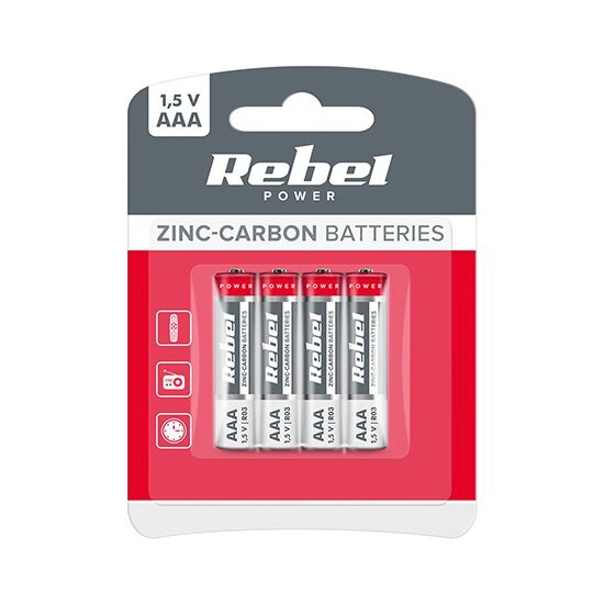Set 4 baterii Rebel Greencell, R3, 1.5 V, AAA