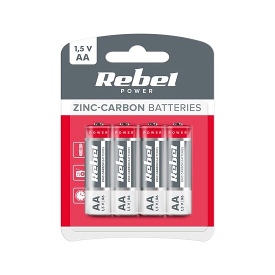 Set 4 baterii Rebel Greencell, R6, 1.5 V, AA