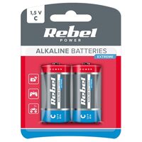 Set 2 baterii superalcaline Rebel Extreme, marime C (R14), 1.5V