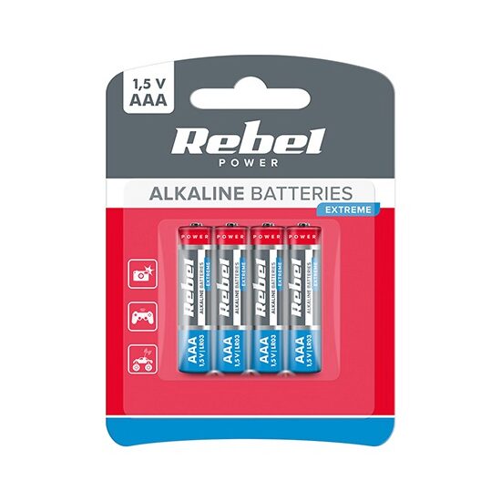Set 4 baterii Rebel Extreme, R3, 1.5 V, AAA