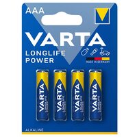 Set 4 baterii alcaline Varta LongLife LR03, AAA, 1.5 V