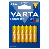 Set 6 baterii alcaline Varta Longlife, AAA, LR03, 1.5 V