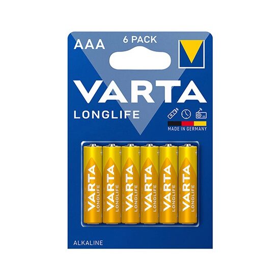 Set 6 baterii alcaline Varta Longlife, AAA, LR03, 1.5 V